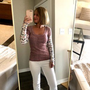 Free People purple thermal with tie-dye arm detail